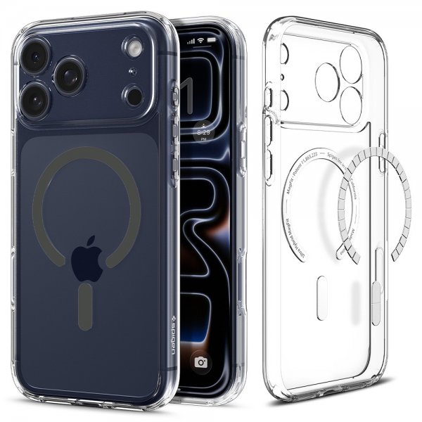 Spigen iPhone 17 Pro Max Deksel Ultra Hybrid MagFit Clear Graphite