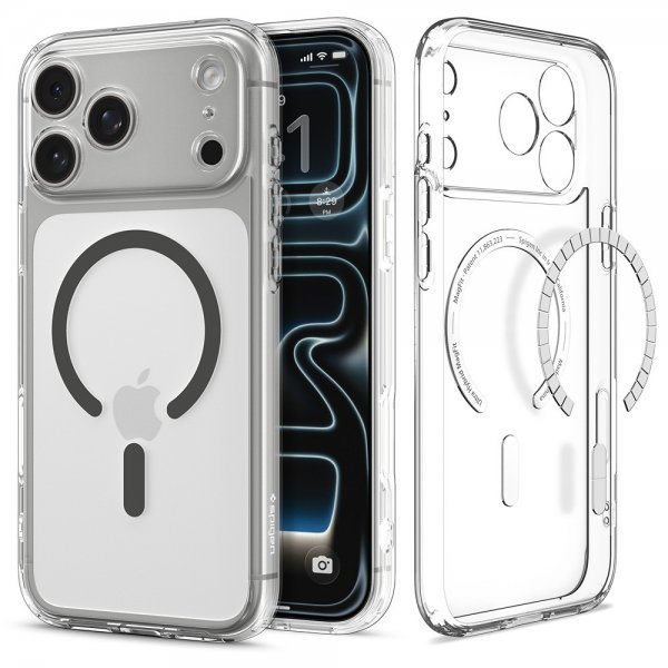 Spigen iPhone 17 Pro Max Deksel Ultra Hybrid MagFit Clear Graphite