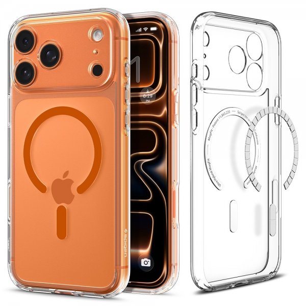 Spigen iPhone 17 Pro Max Deksel Ultra Hybrid MagFit Clear Orange