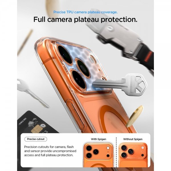 Spigen iPhone 17 Pro Max Deksel Ultra Hybrid MagFit Clear Orange