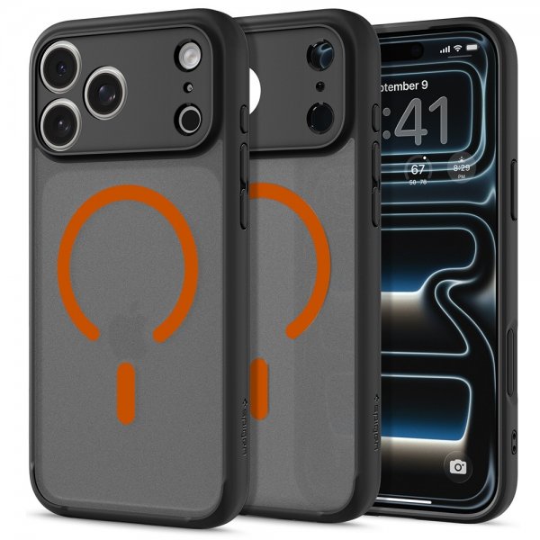 Spigen iPhone 17 Pro Max Deksel Ultra Hybrid MagFit Frost Black Orange