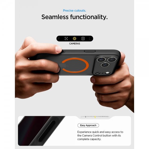Spigen iPhone 17 Pro Max Deksel Ultra Hybrid MagFit Frost Black Orange