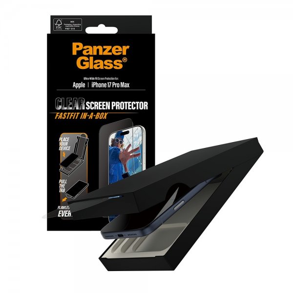 PanzerGlass iPhone 17 Pro Max Skjermbeskytter Ultra-Wide Fit Clear Fastfit