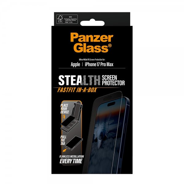 PanzerGlass iPhone 17 Pro Max Skjermbeskytter Ultra-Wide Fit Stealth Fastfit