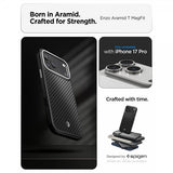 Spigen iPhone 17 Pro Deksel Enzo Aramid T MagFit Svart Sølv