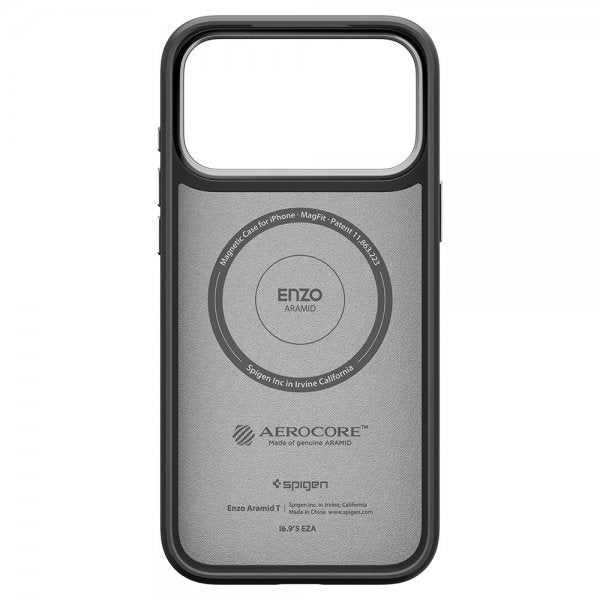 Spigen iPhone 17 Pro Deksel Enzo Aramid T MagFit Svart Sølv