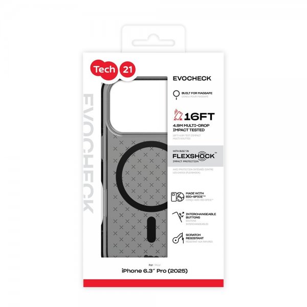 Tech21 iPhone 17 Pro Deksel EvoCheck MagSafe Smokey Black