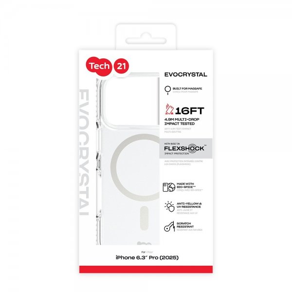 Tech21 iPhone 17 Pro Deksel EvoCrystal MagSafe Metallic Silver