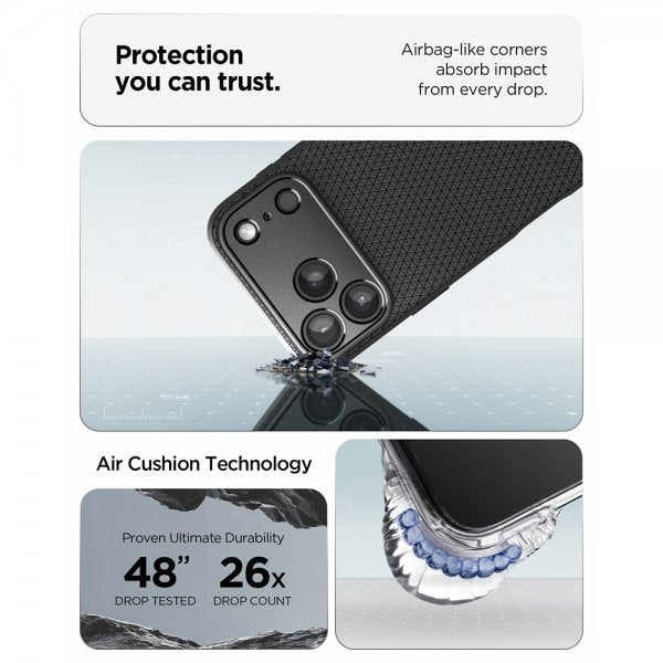 Spigen iPhone 17 Pro Deksel Liquid Air Matte Black