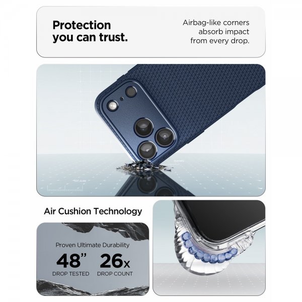 Spigen iPhone 17 Pro Deksel Liquid Air Navy Blue