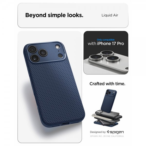 Spigen iPhone 17 Pro Deksel Liquid Air Navy Blue