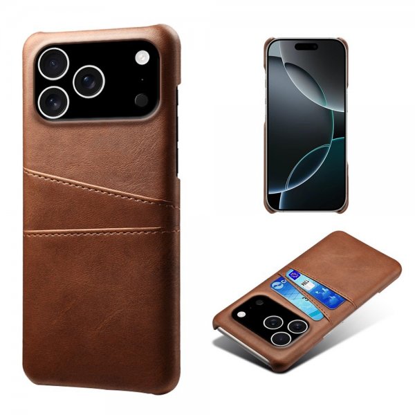 iPhone 17 Pro Deksel med To Kortlommer Mørkebrun