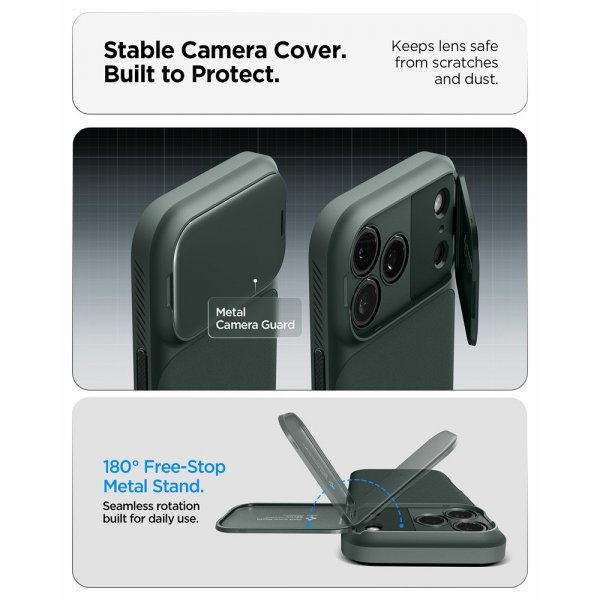 Spigen iPhone 17 Pro Deksel Optik Armor MagFit Abyss Green
