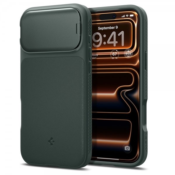 Spigen iPhone 17 Pro Deksel Optik Armor MagFit Abyss Green