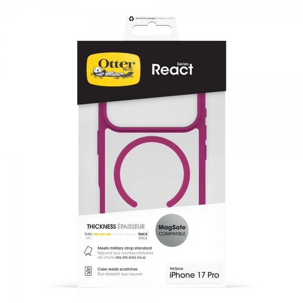 Otterbox iPhone 17 Pro Deksel React MagSafe Pink Awakening