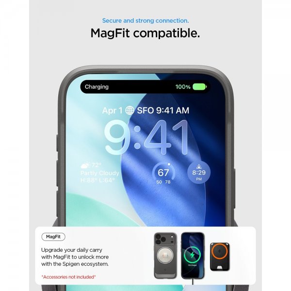 Spigen iPhone 17 Pro Deksel Rugged Armor MagFit Grå