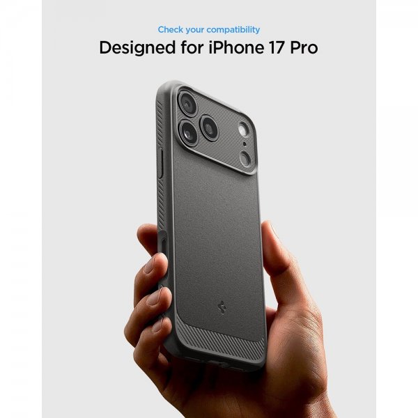Spigen iPhone 17 Pro Deksel Rugged Armor MagFit Grå