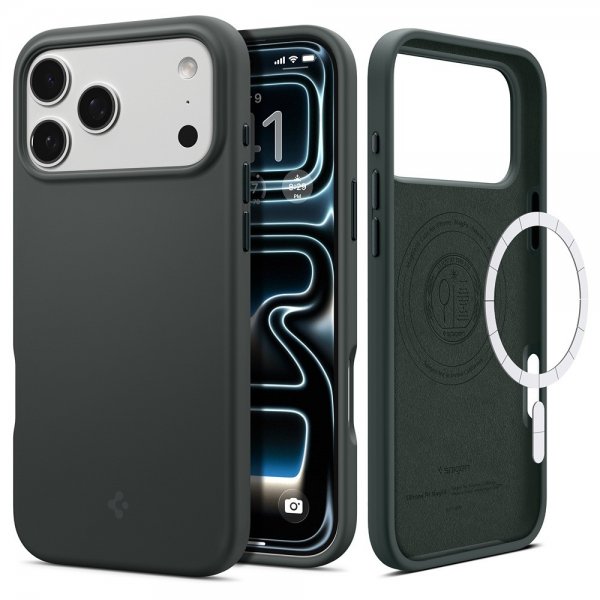 Spigen iPhone 17 Pro Deksel Silicone Fit MagFit Abyss Green