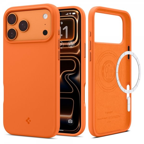 Spigen iPhone 17 Pro Deksel Silicone Fit MagFit Cosmic Orange
