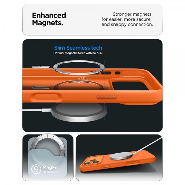 Spigen iPhone 17 Pro Deksel Silicone Fit MagFit Cosmic Orange