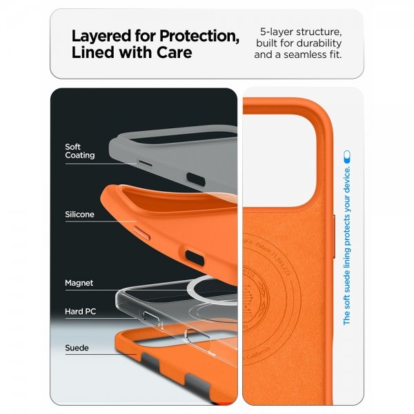 Spigen iPhone 17 Pro Deksel Silicone Fit MagFit Cosmic Orange