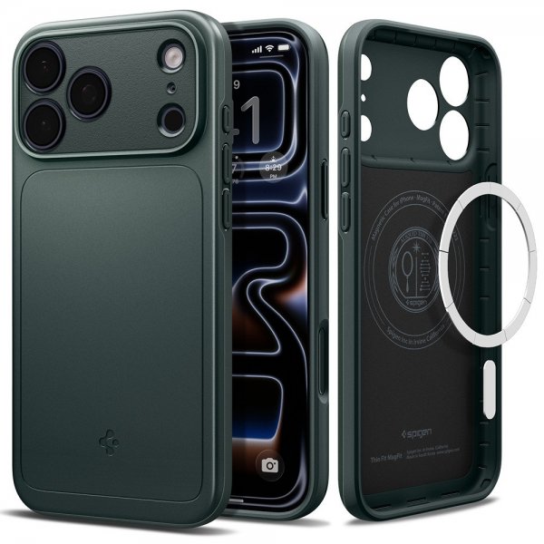 Spigen iPhone 17 Pro Deksel Thin Fit MagFit Abyss Green