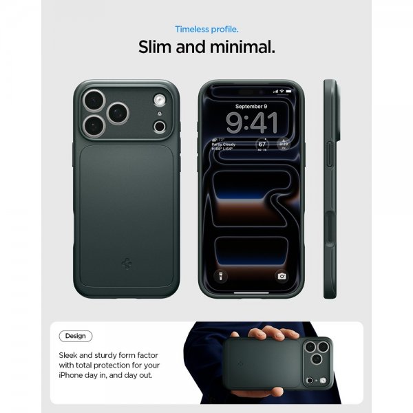 Spigen iPhone 17 Pro Deksel Thin Fit MagFit Abyss Green