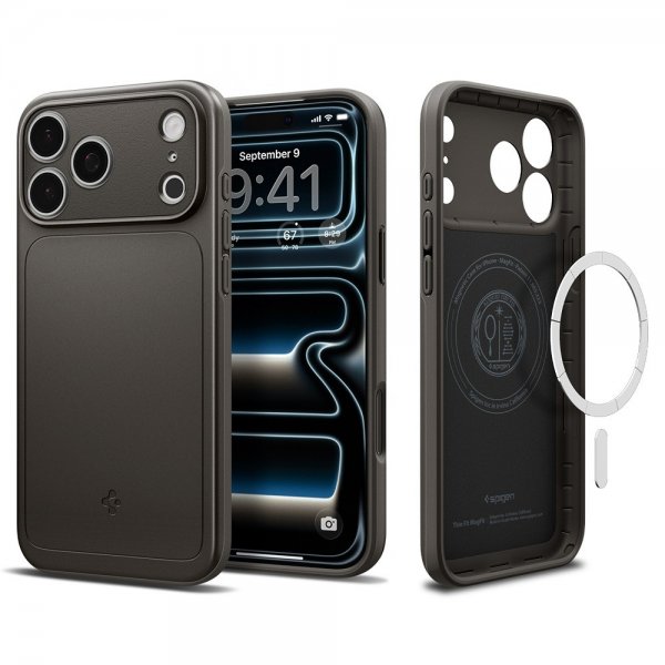 Spigen iPhone 17 Pro Deksel Thin Fit MagFit Gunmetal