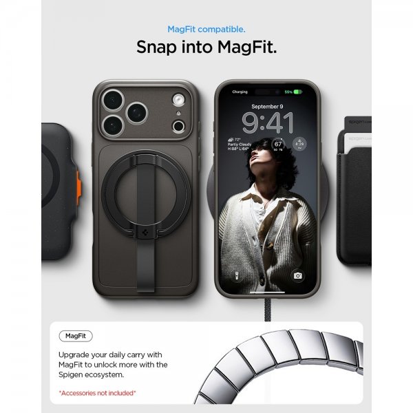 Spigen iPhone 17 Pro Deksel Thin Fit MagFit Gunmetal