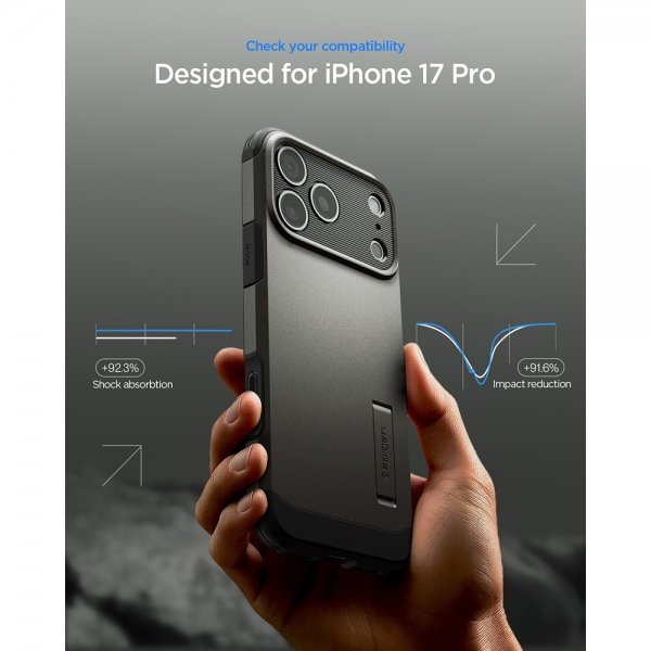 Spigen iPhone 17 Pro Deksel Tough Armor T MagFit Gunmetal