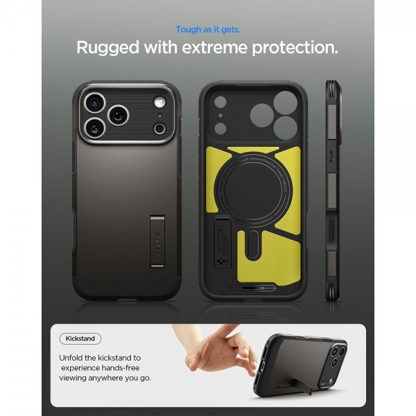 Spigen iPhone 17 Pro Deksel Tough Armor T MagFit Gunmetal