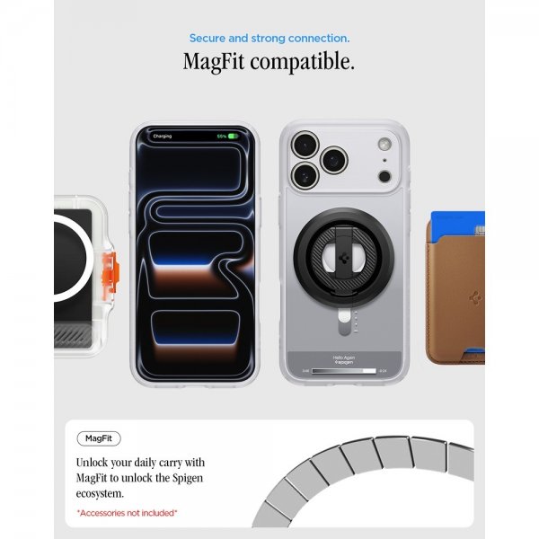 Spigen iPhone 17 Pro Deksel Ultra Hybrid Classic MagFit Sølv