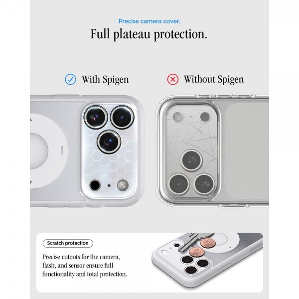 Spigen iPhone 17 Pro Deksel Ultra Hybrid Classic MagFit Sølv