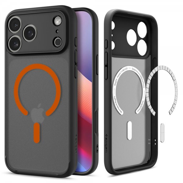 Spigen iPhone 17 Pro Deksel Ultra Hybrid MagFit Frost Black Orange