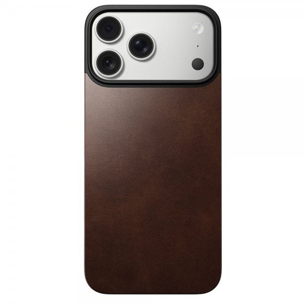 Nomad iPhone 17 Pro Skin Mag Leather Back Rustic Brown