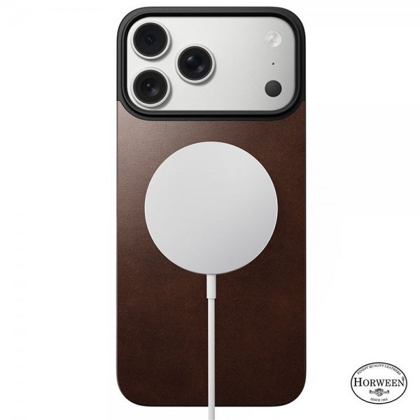Nomad iPhone 17 Pro Skin Mag Leather Back Rustic Brown