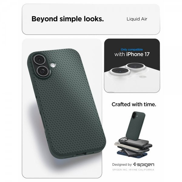 Spigen iPhone 17 Deksel Liquid Air Abyss Green