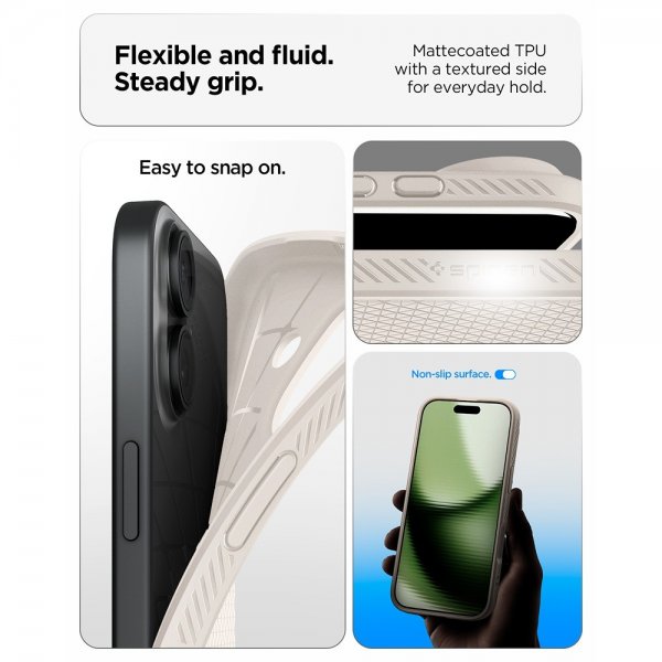 Spigen iPhone 17 Deksel Liquid Air Natural Titanium