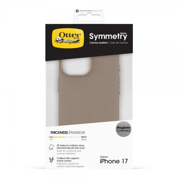 Otterbox iPhone 17 Deksel Symmetry Cactus Leather MagSafe Grey Comfort