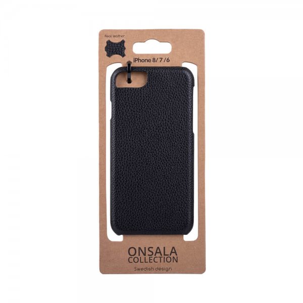 Onsala iPhone 6/6S/7/8/SE Deksel Ekte Skinn Svart