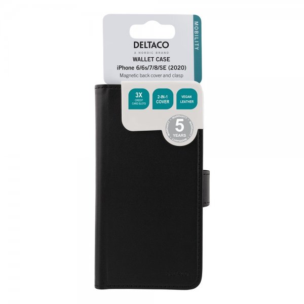 Deltaco iPhone 6/6S/7/8/SE Etui Detachable Wallet Case Svart