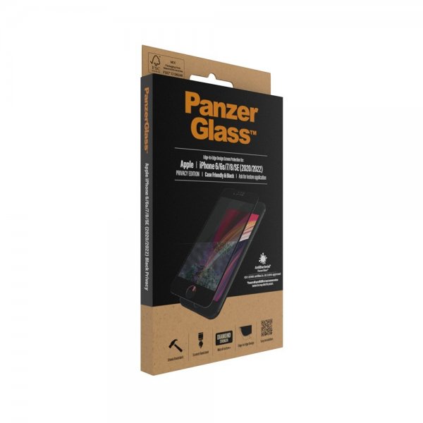 PanzerGlass iPhone 6/6S/7/8/SE Skjermbeskytter Edge-to-Edge Case Friendly Privacy