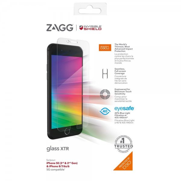 Zagg InvisibleShield iPhone 6/6S/7/8/SE Skjermbeskytter Glass XTR