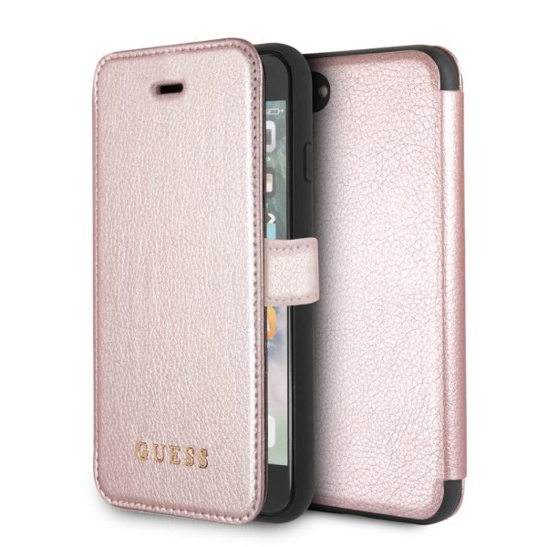 Guess iPhone 7/8/SE Etui Iridescent Book Case Rosegull