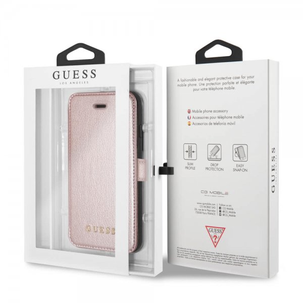 Guess iPhone 7/8/SE Etui Iridescent Book Case Rosegull