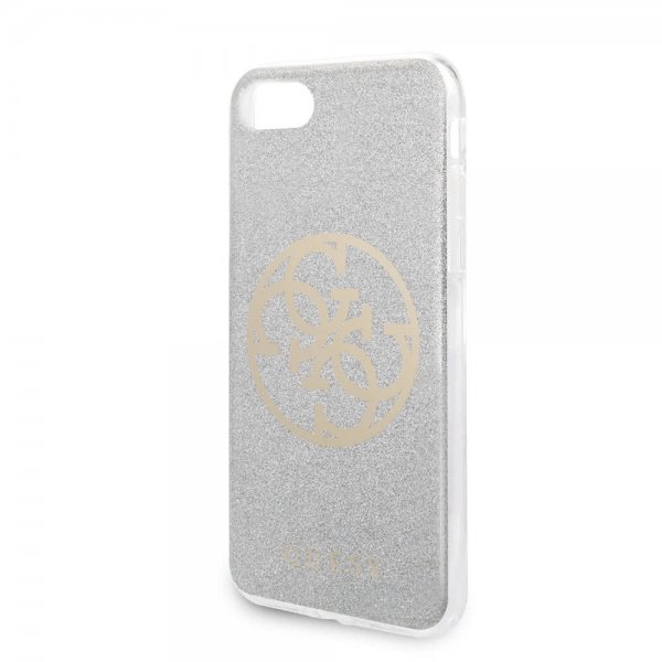 Guess iPhone 7/8/SE Deksel Glitter Circle Sølv