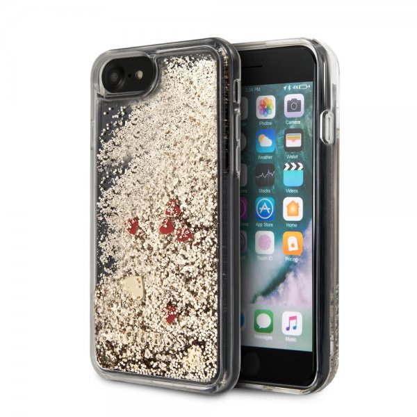Guess iPhone 7/8/SE Deksel Glitter Floating Hearts Gull