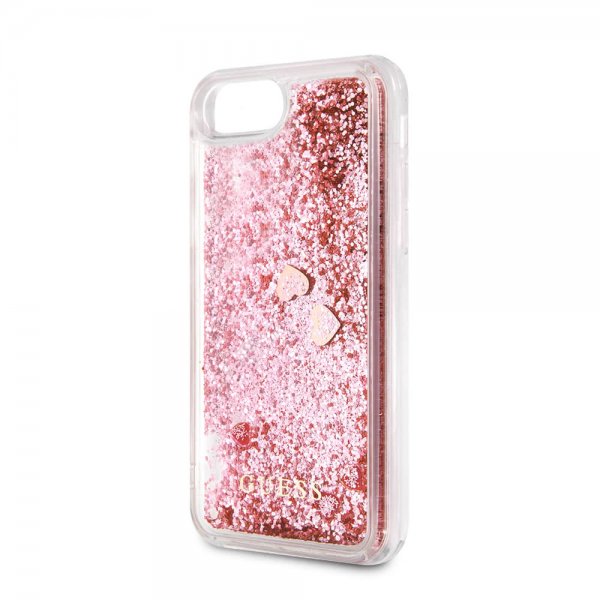 Guess iPhone 7/8/SE Deksel Glitter Floating Hearts Rosa
