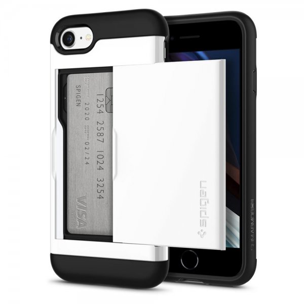 Spigen iPhone 7/8/SE Deksel Slim Armor CS Jet White
