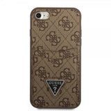 Guess iPhone 7/8/SE Deksel Double Cardslot Metal Triangle Brun